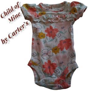 Carter's Pink & Yellow Floral Ruffle Short Sleeve Preemie Onesie